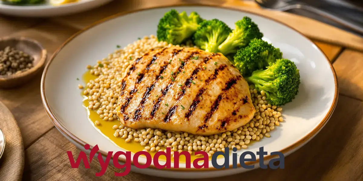 grillowany kurczak z kaszą i brokułami