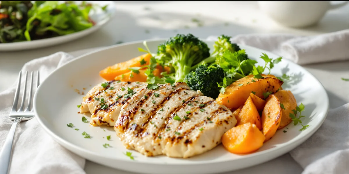 Grillowany kurczak z brokułami i batatami