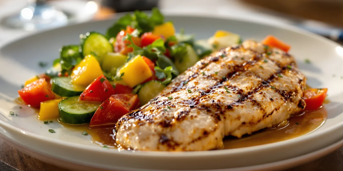 Grillowany kurczak z warzywną sałatką