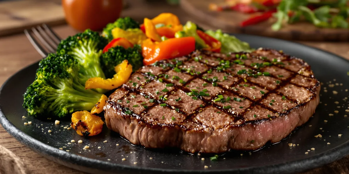 Grillowany stek wołowy z warzywami