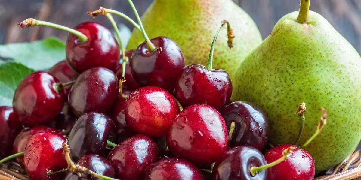 przykładowe owoce niezalecane w diecie żołądkowej - gruszki i czereśnie