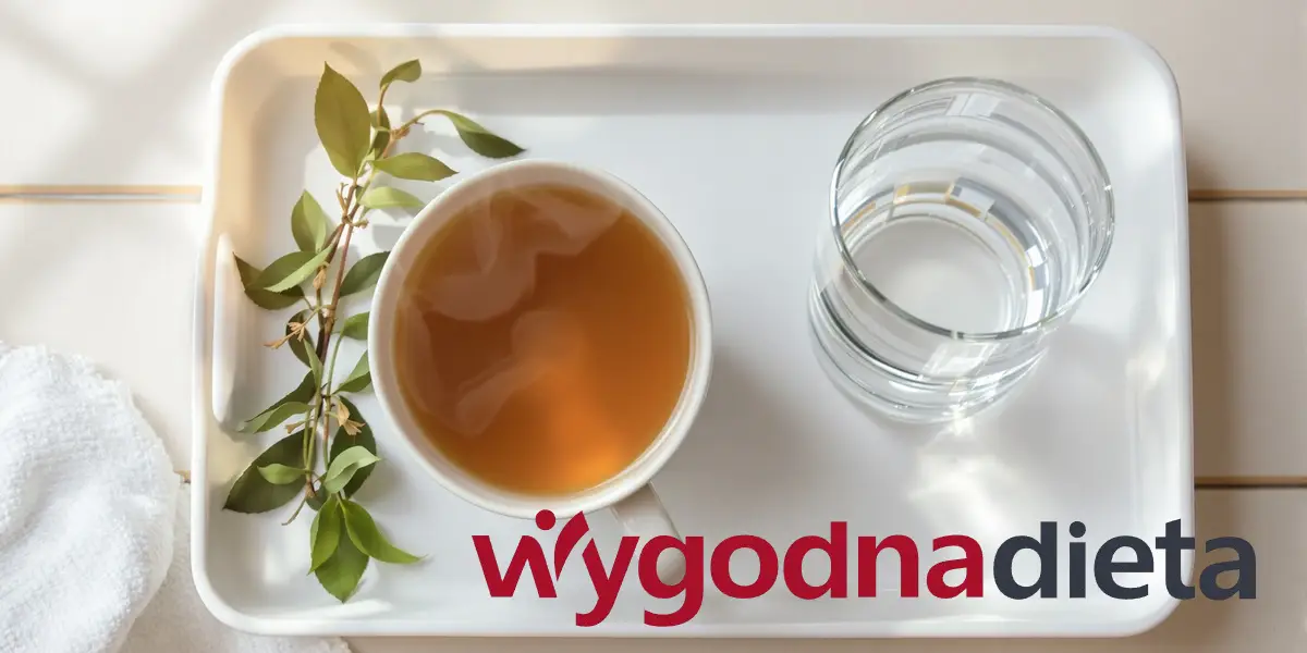 ziołowa herbata i szklanka wody