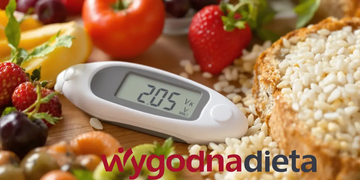 glukometr położony wśród produktów spożywczych