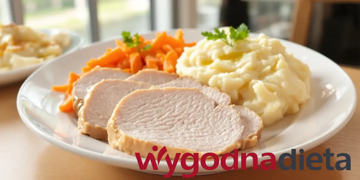 puree z ziemniaków, pierś z indyka grillowana i marchewka gotowana