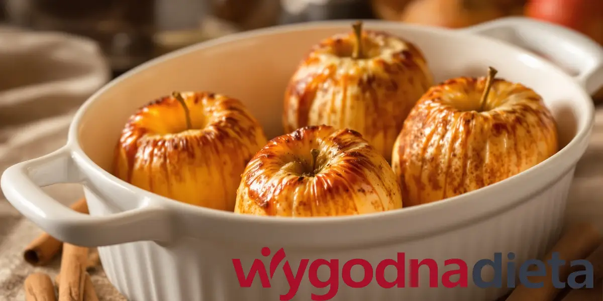 pieczone jabłka z cynamonem w naczyniu żaroodpornym