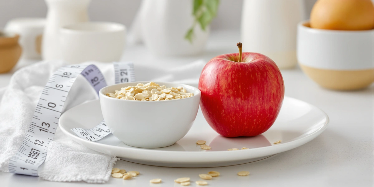 Jabłko, płatki owsiane, dieta zdrowotna