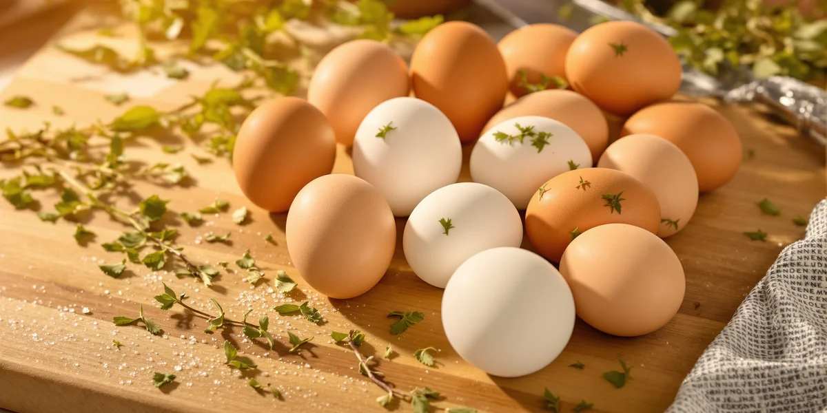 Jaja brązowe białe pietruszka