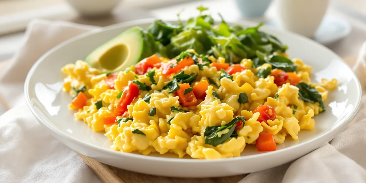 Jajecznica z papryką i szpinakiem