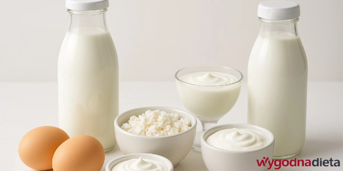 jajka, twaróg biały, kefir i mleko