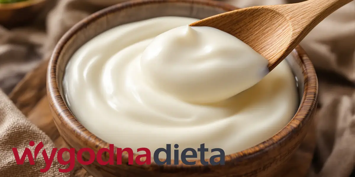 jogurt naturalny w drewnianej miseczce