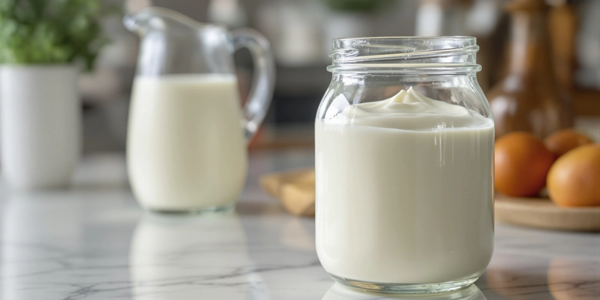 Jogurt naturalny w szklanym słoiku