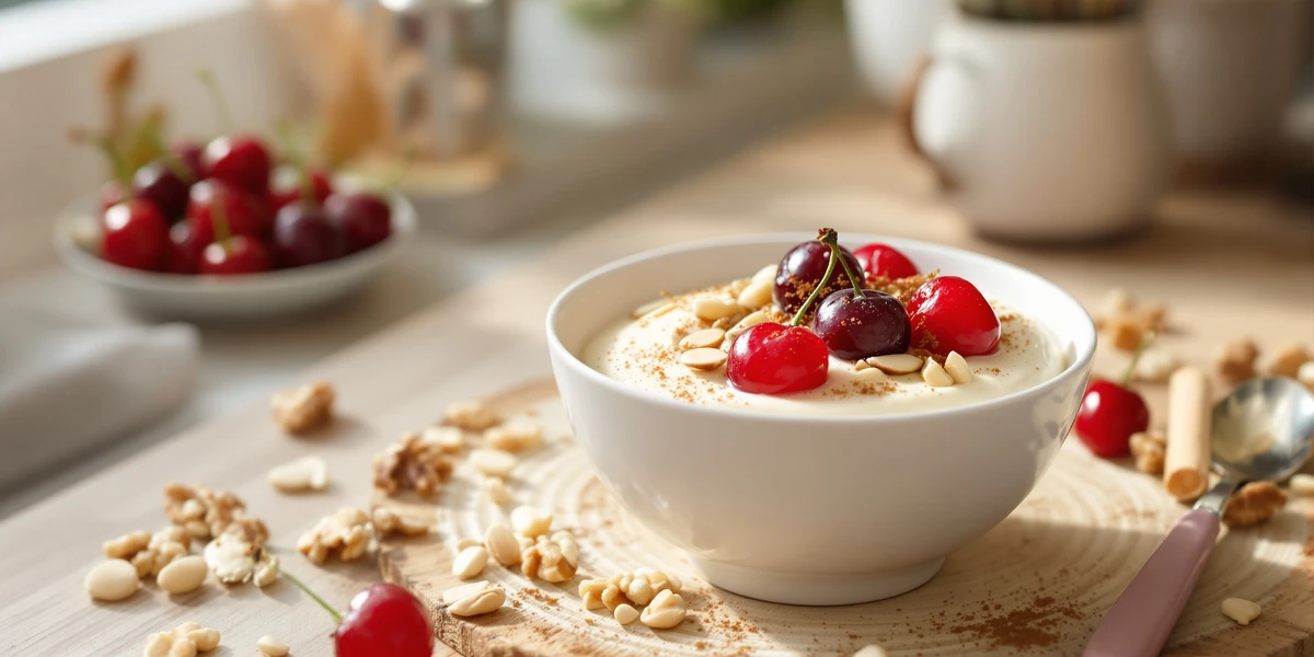 Jogurt z czereśniami i orzechami