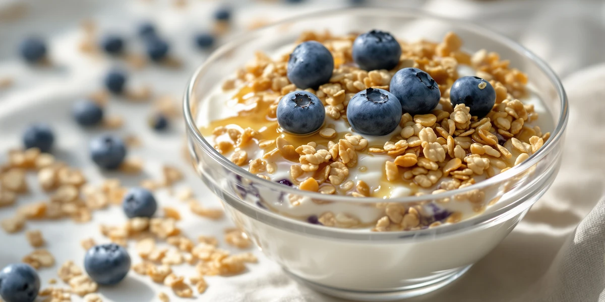 Jogurt z granolą i jagodami