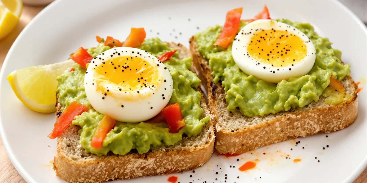 kanapki na chlebie żytnim z pastą z awokado i jajkiem