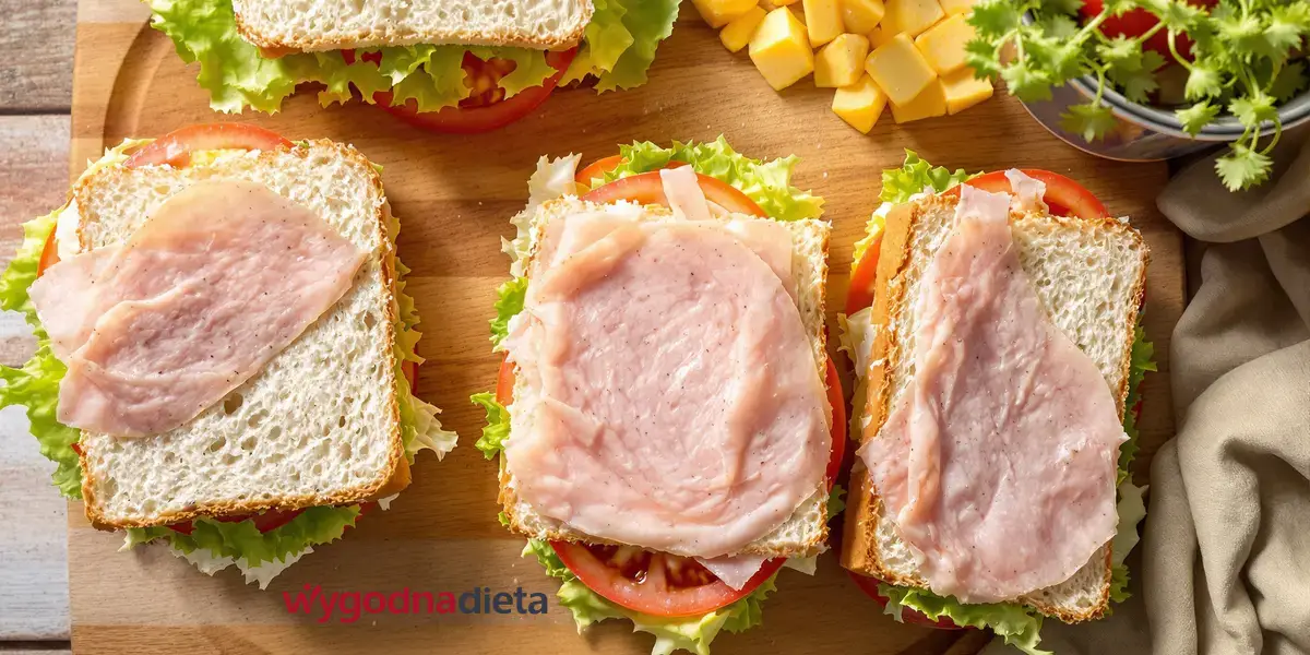 kanapki z masłem, chudą wędliną, sałatą i pomidorem