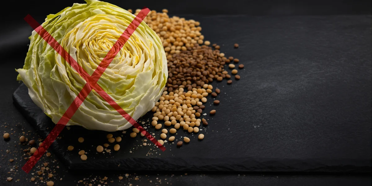 Kapusta biała z czerwonym krzyżem zakazem