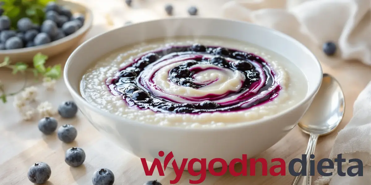 kasza manna na napoju roślinnym z musem jagodowym