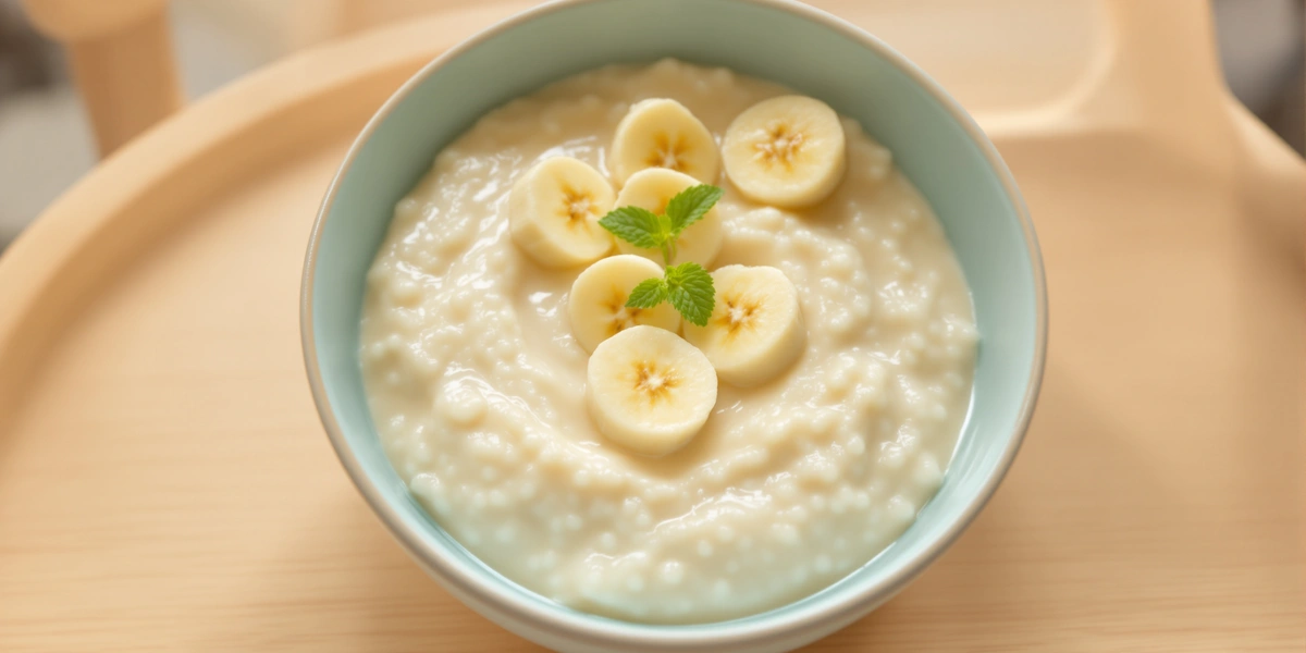 ugotowana kasza manna z bananem w misce