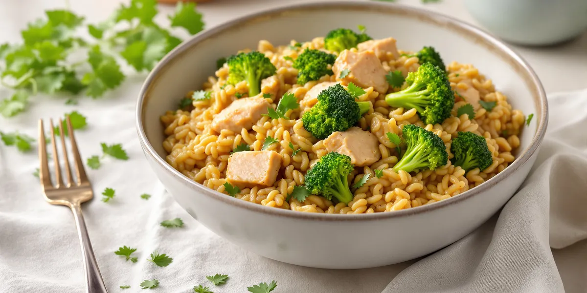 Kasza z kurczakiem i brokułami