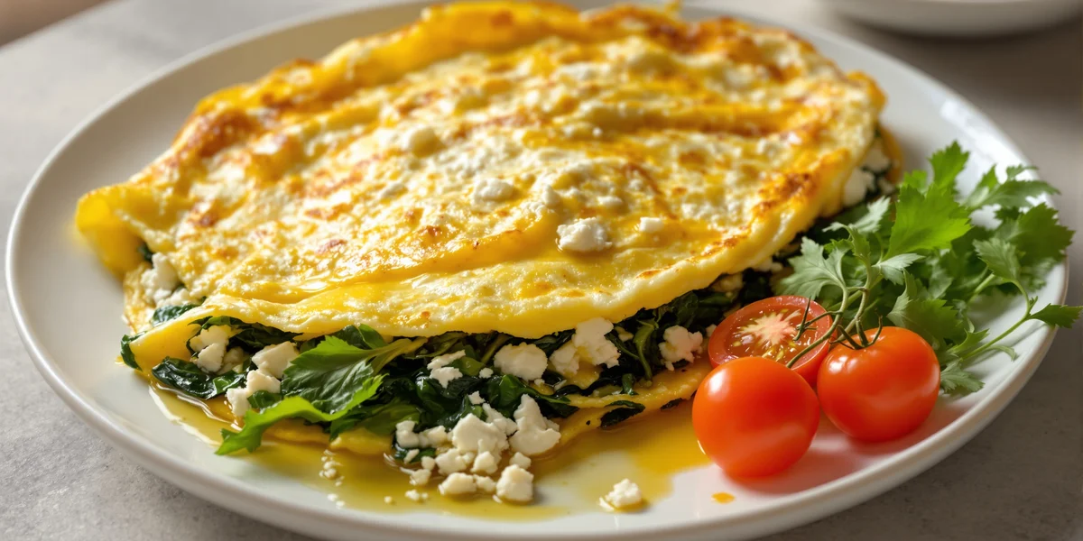 ketogeniczny omlet ze szpinakiem i fetą