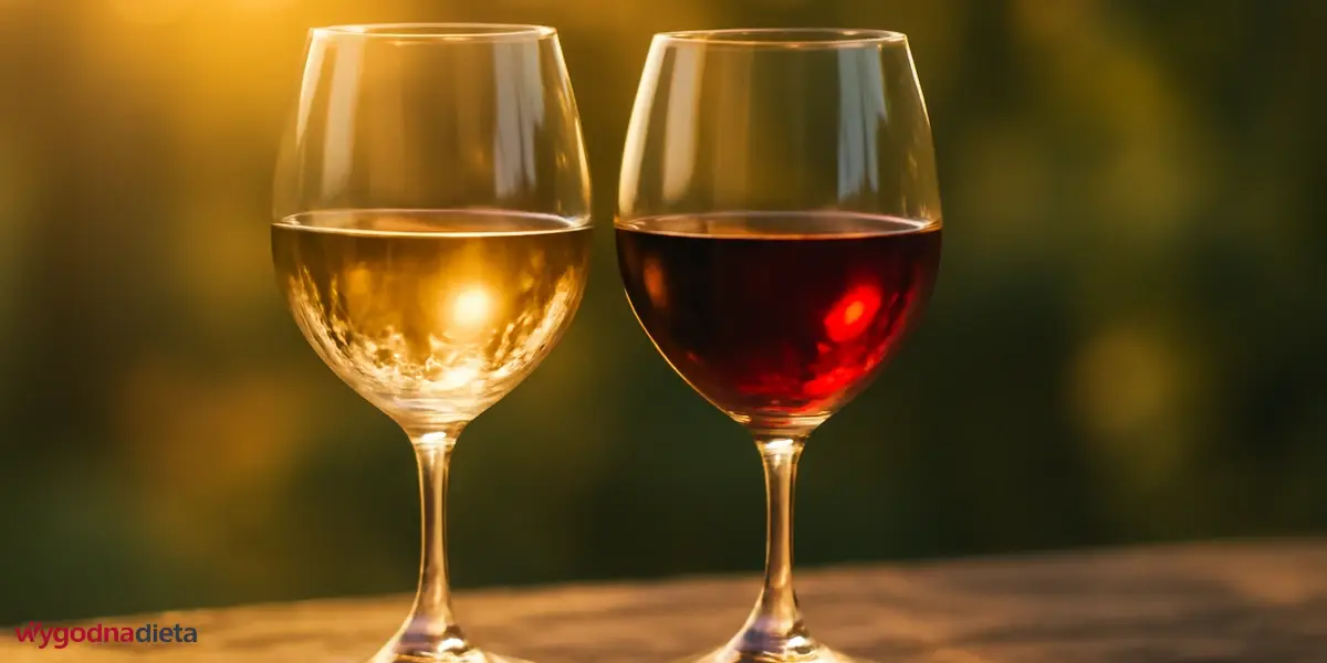 kieliszek z białym winem i kieliszek z czerwonym winem