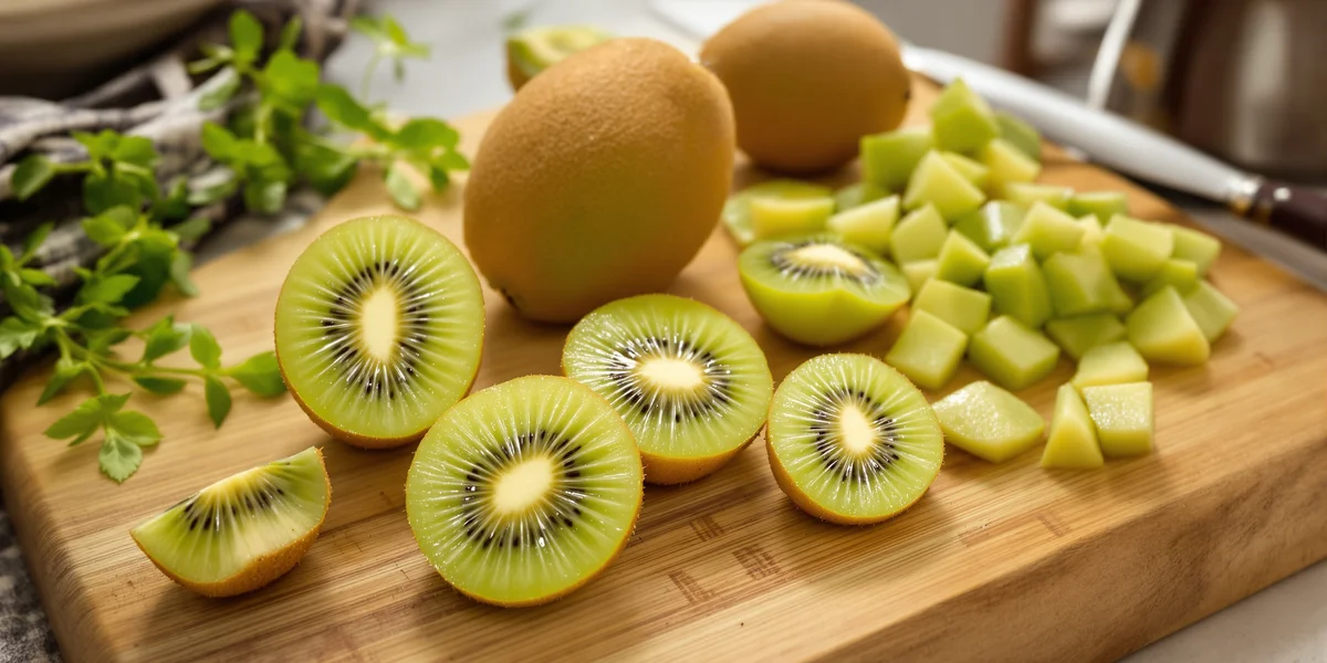 Kiwi pokrojone na desce drewnianej