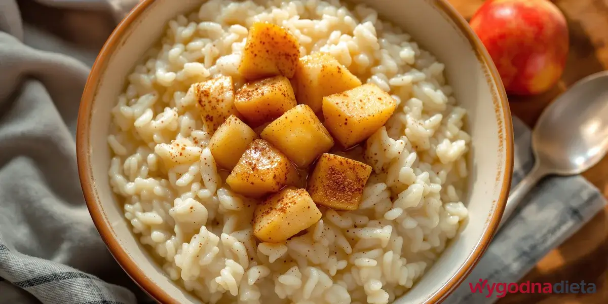 kleik ryżowy z duszonym jabłkiem i cynamonem