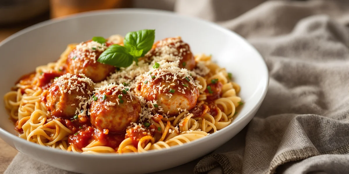 Klopsiki w sosie pomidorowym z makaronem