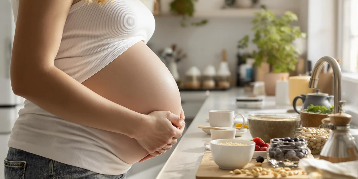 Kobieta w ciąży przygotowuje bezglutenowe śniadanie