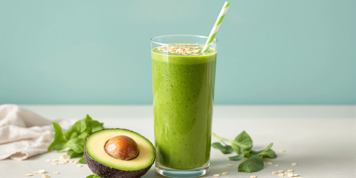 koktajl z awokado, szpinakiem, bananem oraz płatkami owsianymi