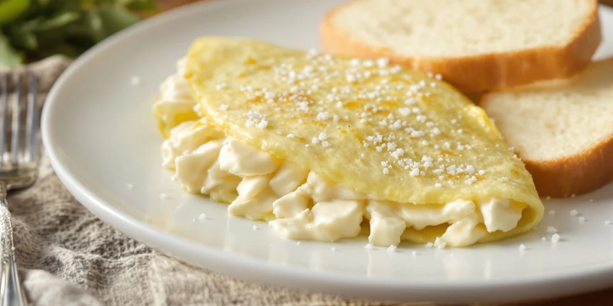 omlet z białek jaj, kaszy manny lub kanapek z jasnego pieczywa z serem mozzarella