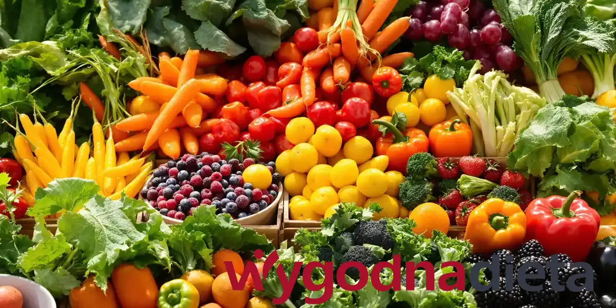 świeże warzywa i owoce w różnych kolorach