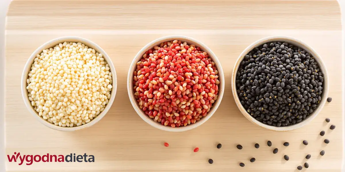 biała, czerwona i czarna komosa ryżowa