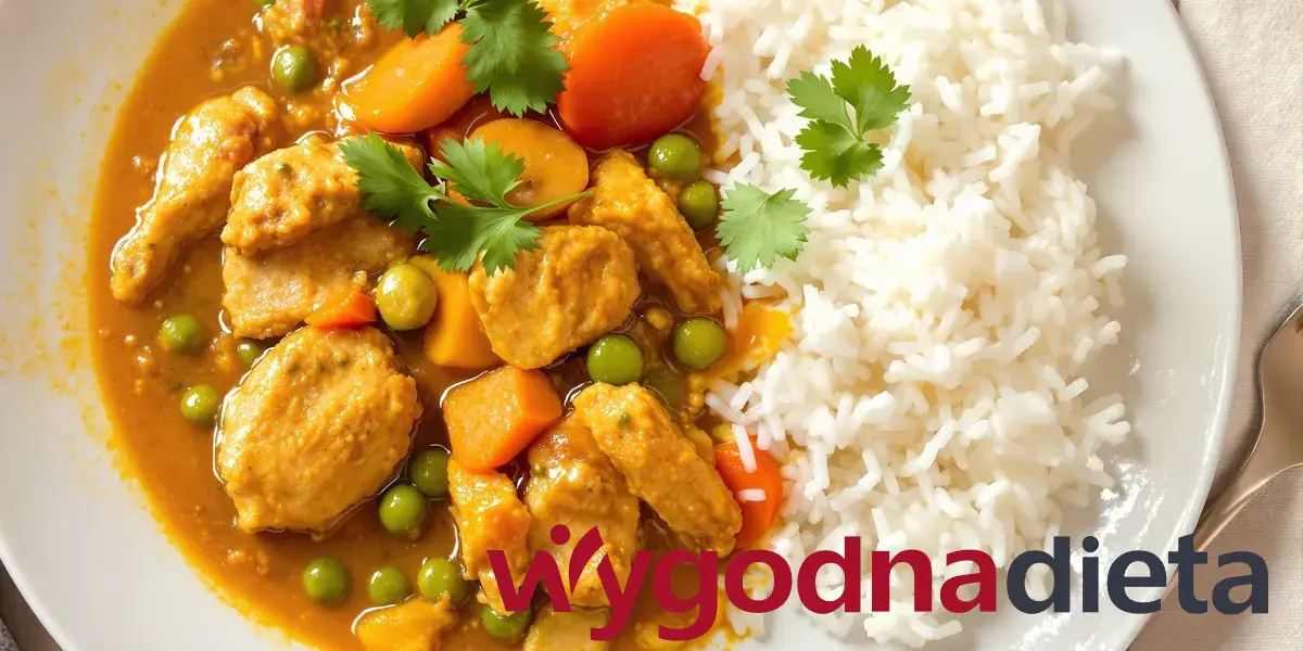 kurczak curry z ryżem basmati i warzywami
