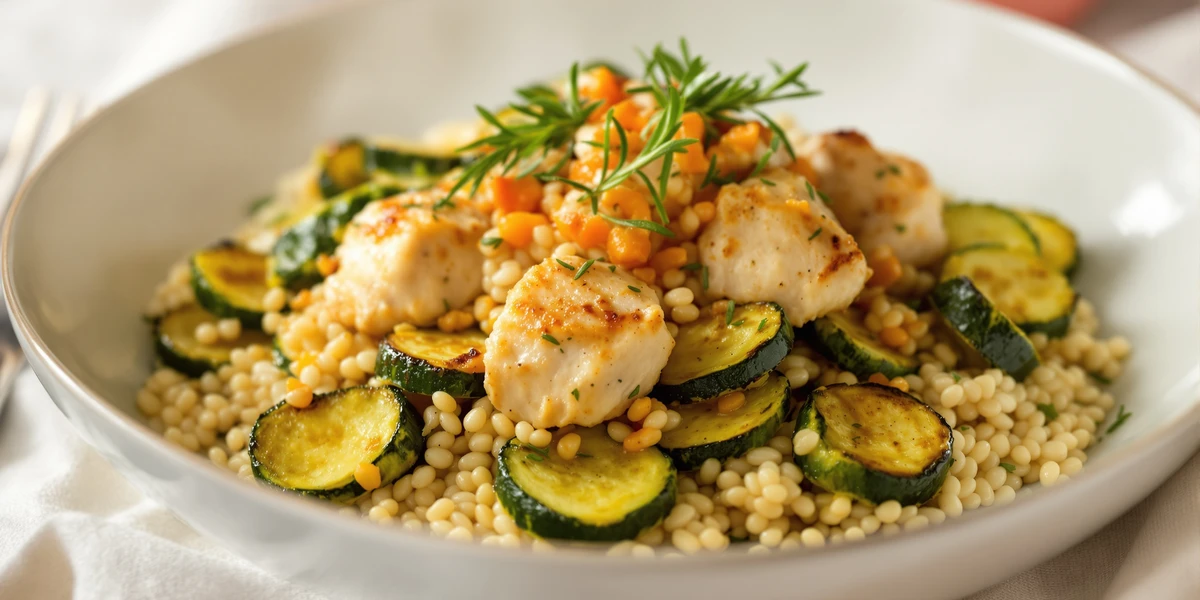 Kurczak z cukinią na kaszy jaglanej