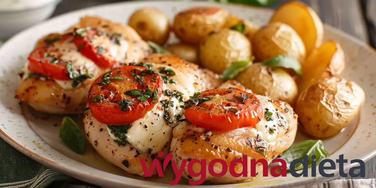 grillowany kurczak z nadzieniem caprese oraz ziemniakami