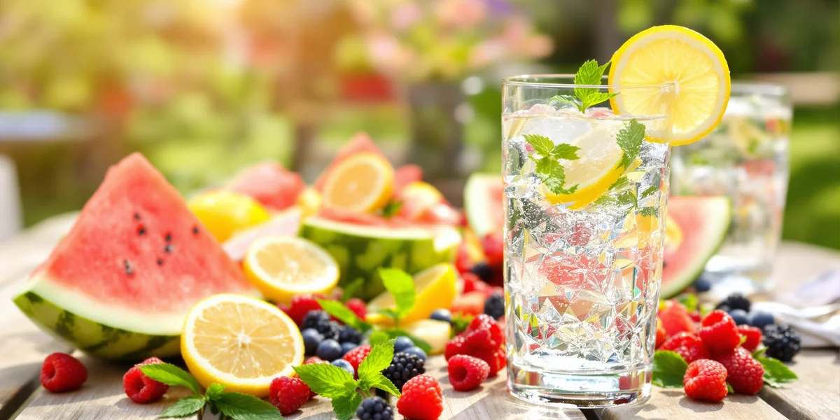 Lemoniada cytryna jagody owoce