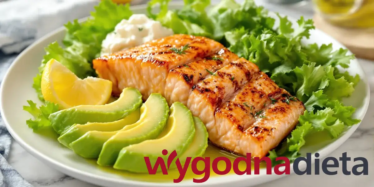 keto łosoś z awokado i serkiem na sałacie
