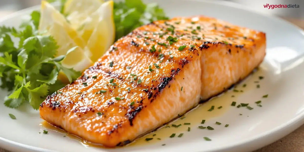 grillowany łosoś z plasterkami cytryny