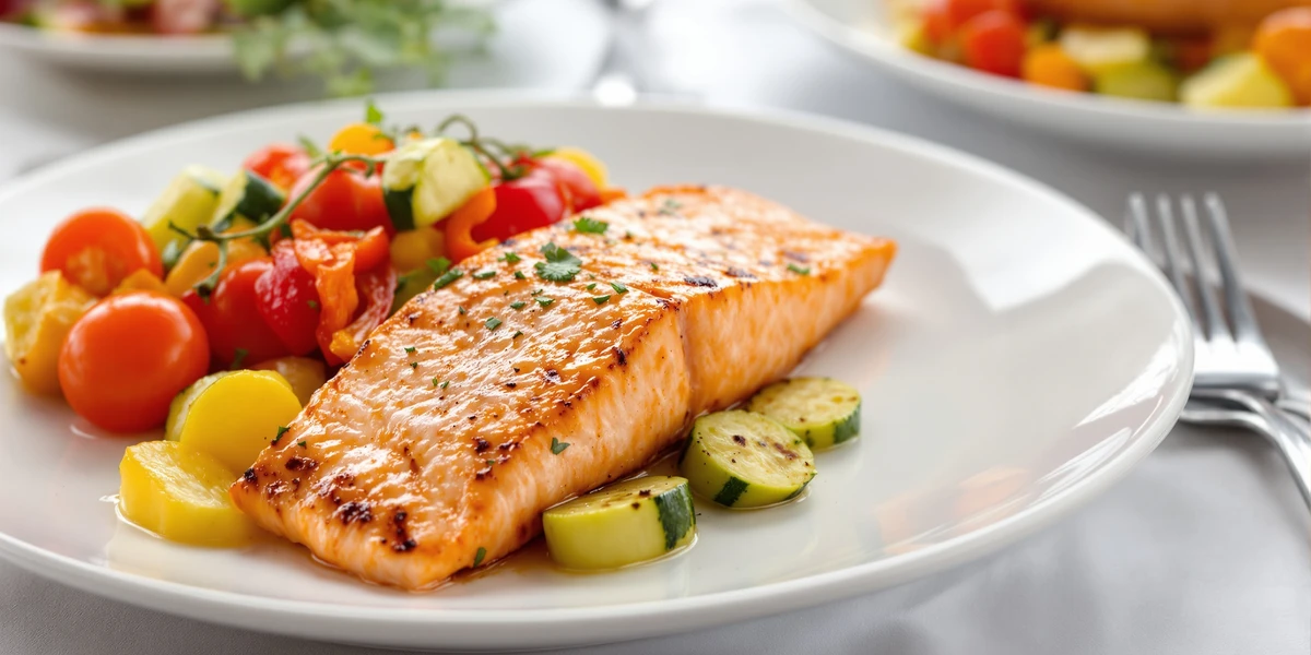 Łosoś pieczony z warzywami