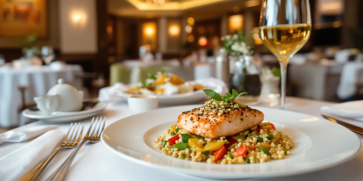 Łosoś z kuskus w restauracji