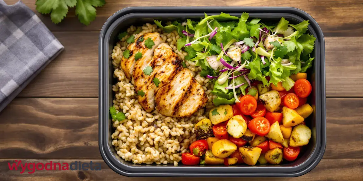 zdrowy, niskokaloryczny lunch box z cateringu pudełkowego