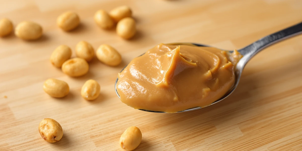 Łyżka masła orzechowego z orzeszkami