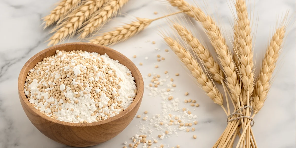 Mąka pszenna z ziarnami pszenicy