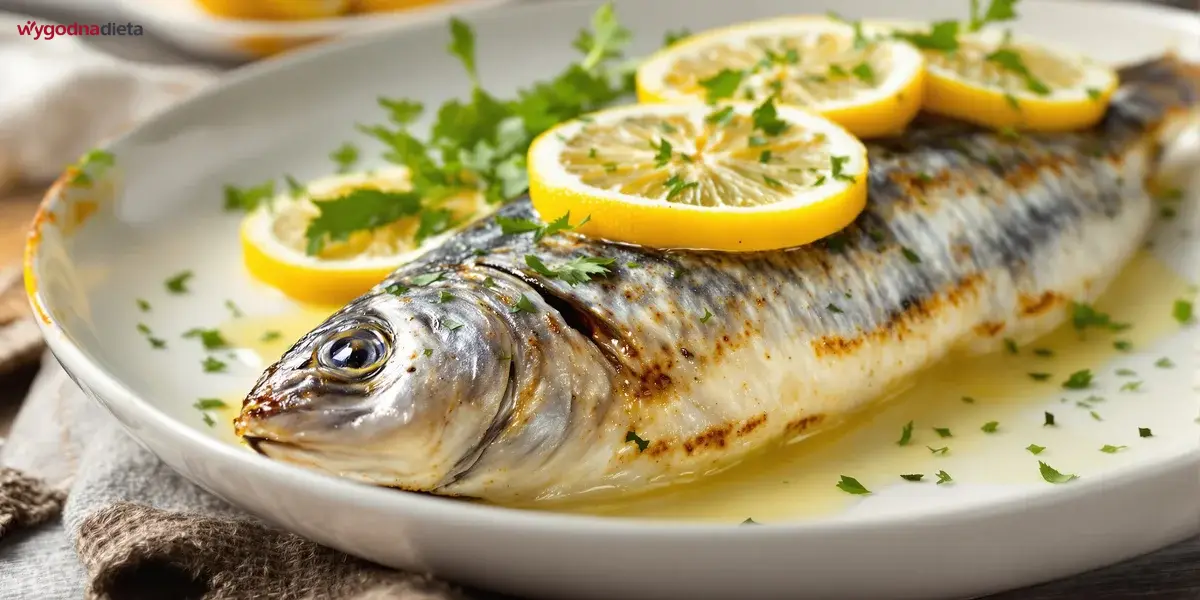 pieczona makrela z plasterkami cytryny