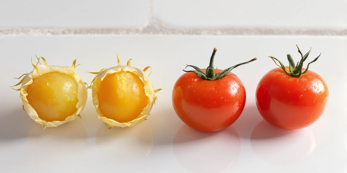 dwie miechunki i dwa pomidorki koktajlowe