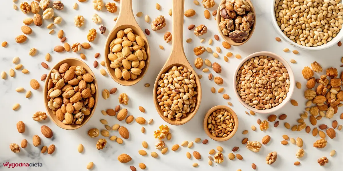 mieszanka migdałów, orzechów włoskich i ziemnych