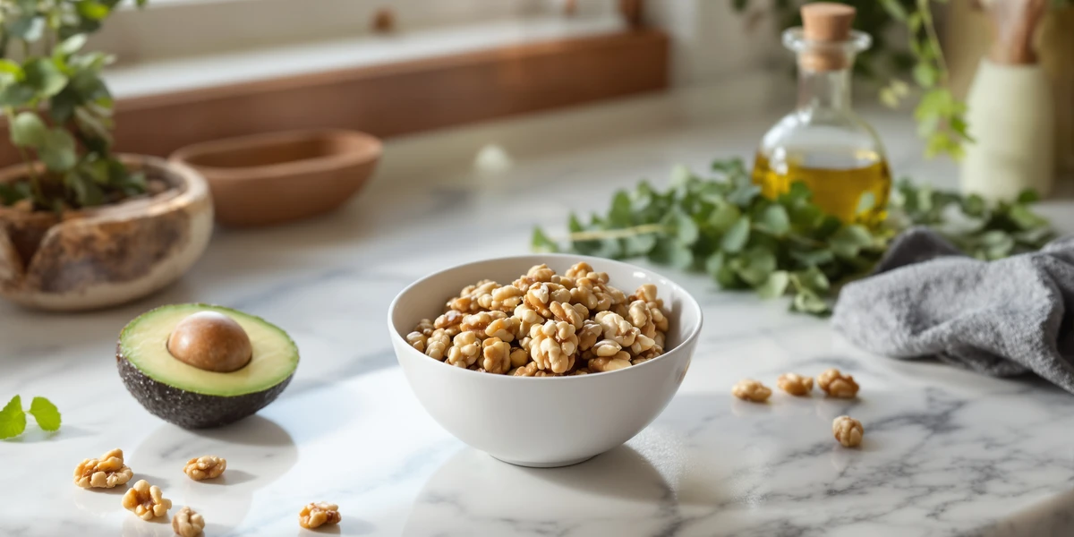 Miska orzechów włoskich na blacie