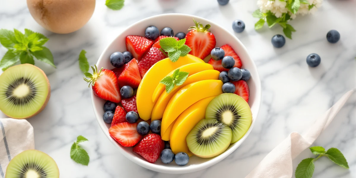 Miska świeżych owoców z miętą