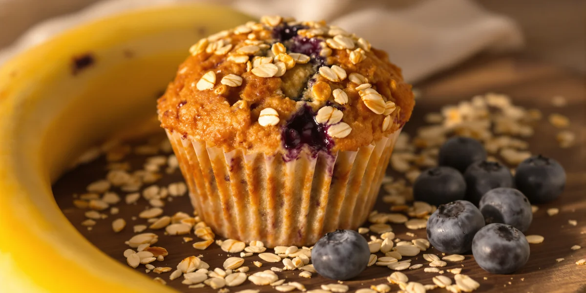 muffin owsiany z borówką i banan